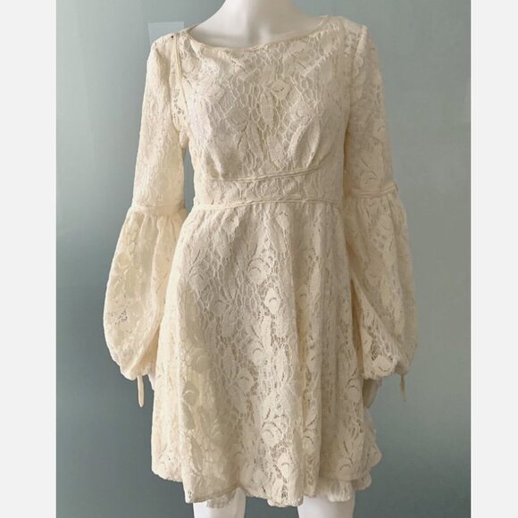 Nwot Free people OB725148 Long Sleeve Rubi Lace  Dress Ivory  xs - Picture 2 of 16